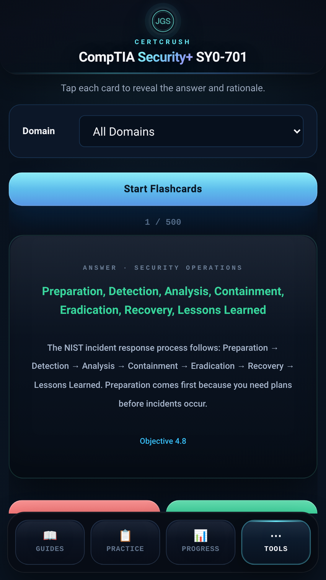 Quick-review flashcard experience