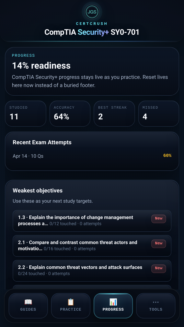 Progress analytics interface